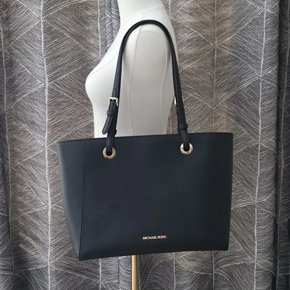 Michael Kors Black Saffiano Leather Tote with Gold Details - Picture 1 of 7